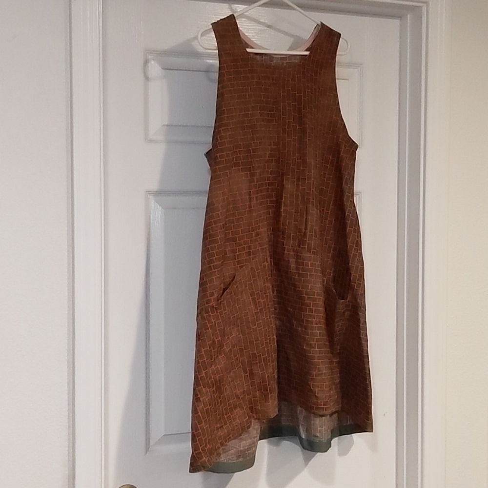 Handmade dress! Hot pink brick pattern XL-XXL